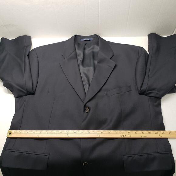 Vintage Ralph Lauren Chaps Suit Men 46 Reg 40x27 Navy Tonal Stripe Wool Cashmere - Picture 10 of 16